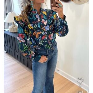 Floral Ruffle Blouse - Multicolor